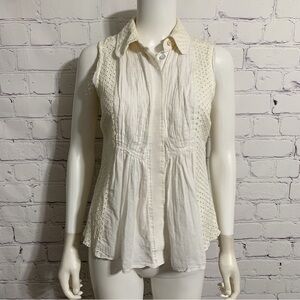 Tory Burch Cream Sleeveless Blouse Size 4